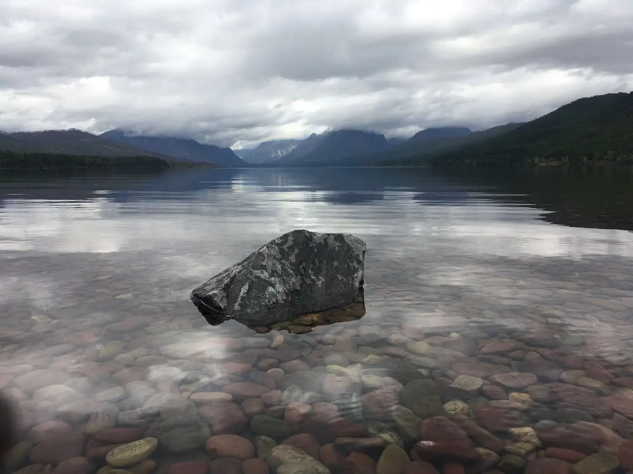 a rock in the water