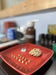 a plate moxibustion ready to be used with patient